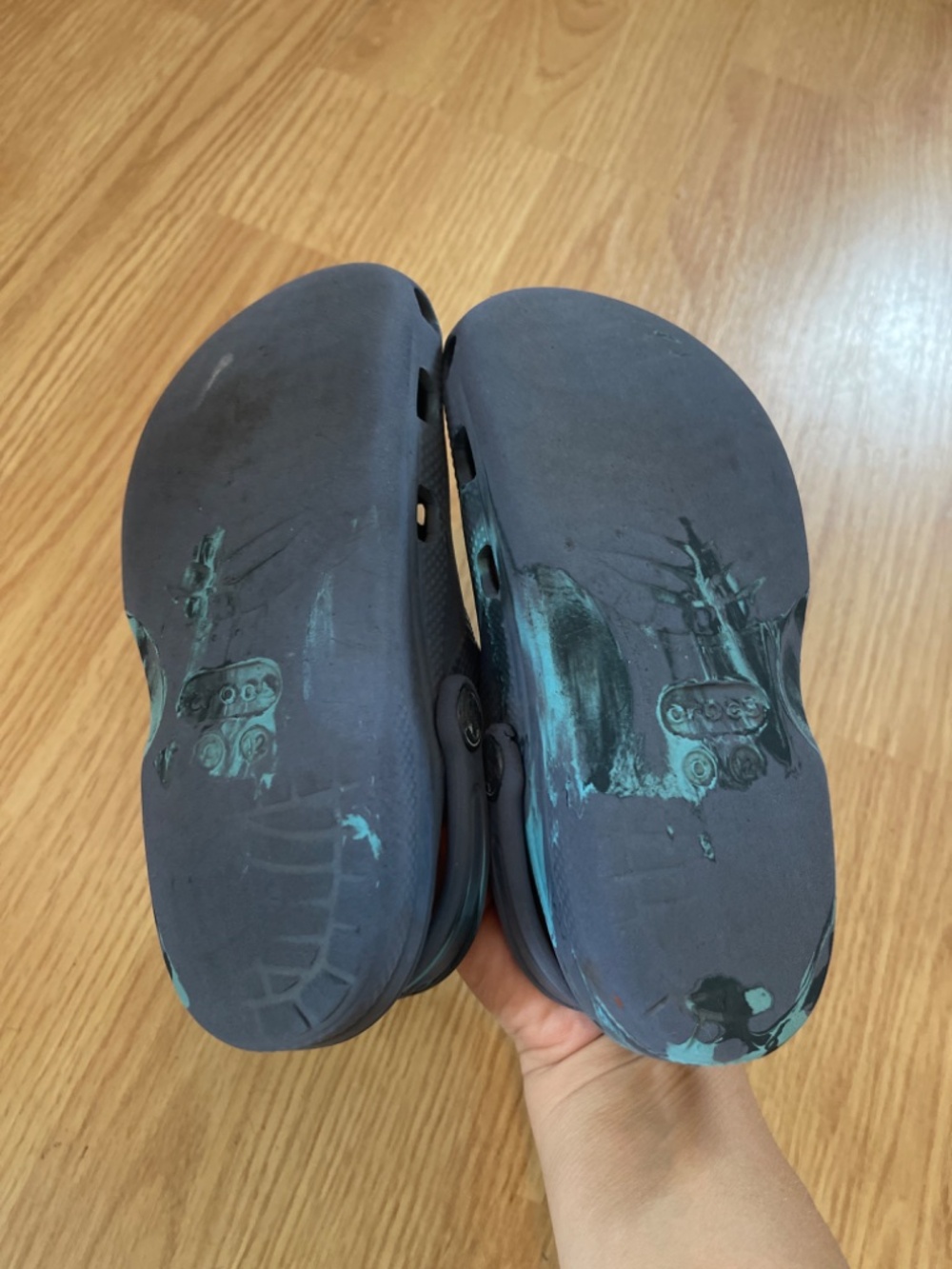Crocs Toddler Boys Size 12 Blue & Black Bundle of Two Slip On Sandals - Picture 4 of 7